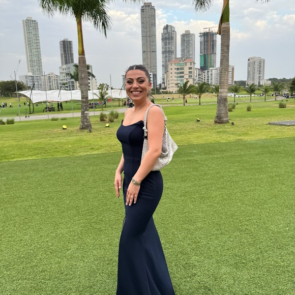 AQUA Strapless Gown - 100% Exclusive Navy Blue - Picture 4 of 6